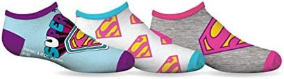 DC Comics Girl's Supergirl 3-Pack Ankle Socks (Shoe Size 13-4)