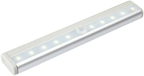 LED Light, Stick-on Anywhere 10-Led Sensor Closet Nightlight Infrared Human Body Light Bar with Magnetic Strip, Battery Operated (White Light)