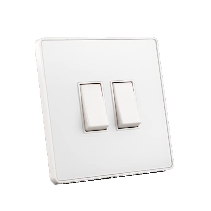 WK Electrical - Glass Screwless - 2Gang 10AX 2-way Switch- WHITE — image 1