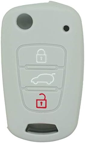 BROVACS Silicone Cover Protector Case Holder Skin Jacket Compatible with HYUNDAI KIA 3 Button Flip Remote Key Fob CV9100 Grey
