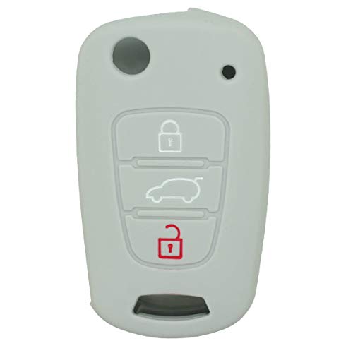 BROVACS Silicone Cover Protector Case Holder Skin Jacket Compatible with HYUNDAI KIA 3 Button Flip Remote Key Fob CV9100 Grey