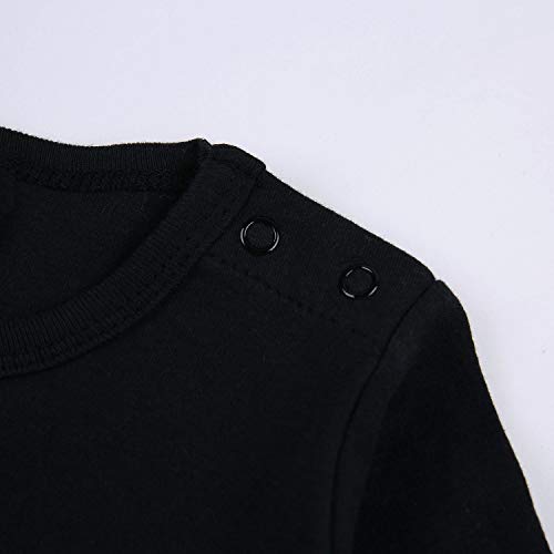 SOBOWO Baby Girl Solid Black Dress Infant Cotton Short/Long Sleeve Princess Dresses 6-24 Months (2-3Years(3Y), Black Long Sleeve)