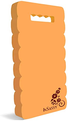 InSassy Garden Kneeler Pad - Kneeling Mat for Gardening Baby Bath Yoga Exercise & Prayer - High Density Foam Knee Pad for Work, Orange (Large - 18 x 8 1/4 x 4/5 Inches)