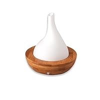 Zennery Bamboo Ultrasonic Aroma Diffuser - Pear Shaped White Glass