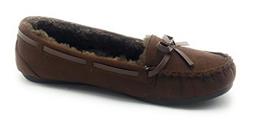 Women Warm Winter Comfortable Classic Fur Lining Moccasin Slip on Flat Shoes