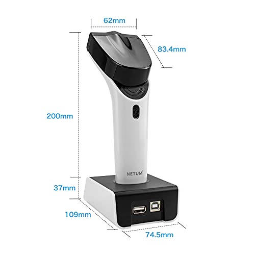 NETUM Wireless 1D Bluetooth Auto CCD Barcode Scanner with Support and Built-in Memory, Works with Mac OS, Windows, iOS, Android, Transfers up to 50M-DS5000
