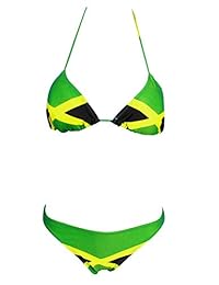 ecolore traje de baño para dama, diseño de la bandera de Jamaica del Caribe