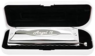 HarmoAngel 12 Chromatic Harmonica Key of low C (C tenor) - 12 Hole Mouth Organ with Precision Slider, Phosphore Bronze Reeds, Suitable for All Genres - Harmonicas for Professionals, Designed in USA