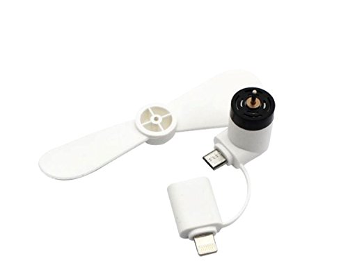 Portable Mini Fan Colorful and Powerful 2-in-1 Fans for Phone/Smartphone/Tablet - Black/Pink/Blue/Green/White/Orange - Summer 2019 Phone Accessories Compatible with iPhone/iPad/Android (White) - Thumbnail 2
