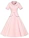 GownTown Women's Vintage 1950s Retro Rockabilly Peplum Dresses Pink