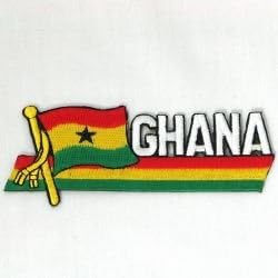 Ghana Sidekick Word Country Flag Iron on Patch Crest Badge .. 1.5 X 4.5 Inches ... New