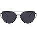 MERRY'S Fashion Metal Frame Flat Mirrored Lens Sunglasses Cat Eye For Women UV400 S7882 (Black, 56)