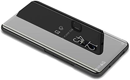 DIFE Translucent View Mirror Flip Electroplate Stand Case Cover for HuaWei Y9 2019/Enjoy 9 Plus - Black