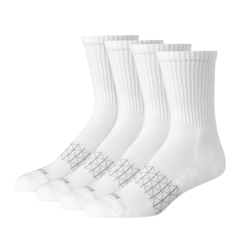 Hanes Men's Absolute Active Cushioned Crew Socks, Moisture Wicking Socks, Seamless Toe, 4-Pack at Amazon