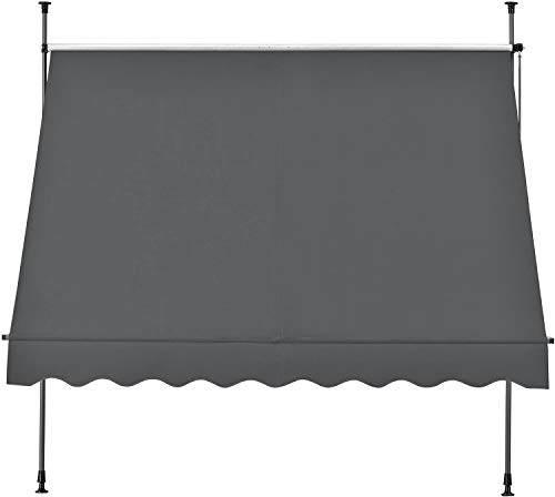 XIAO&WEICHENG Versenkbarer Sonnenschirm Mit Rahmen 350 X 120 X 200-300 cm Markise Grau – Bild 6