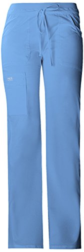 Cherokee Women Scrubs Pants with Contemporary Fit, Low Rise, Flare Leg Bottoms with 6 Pockets 24001, L, Ciel at Amazon