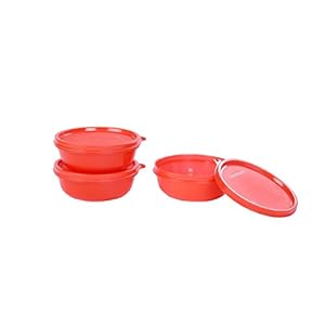 Signoraware Buddy Plastic Bowl Set, 300ml, Set of 3, Deep Red