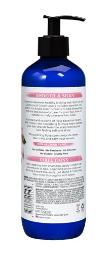 DR TEAL’S ROSE AND MILK ESSENTIAL OIL CONDITIONER WITH BIOTIN AND PLANT PROTEINS, 16 FL OZ (473 ML)