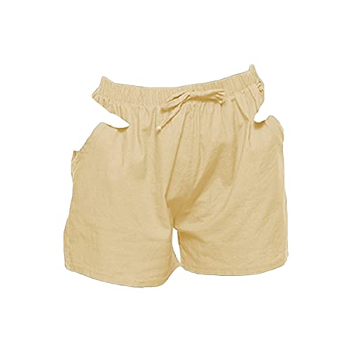 Women's Drawstring Shorts Elastic Waist Cotton Linen Short