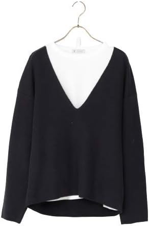 Amazon アフタヌーンティー リビング Afternoontea Living セーター Vv57 畦編み深vネックニットインナーセット ネイビー セーター 通販