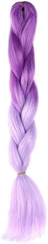 Yewig 100g Synthetic Ombre Kanekalon Braid Twist Braiding Hair Extensions Deep purple-purple