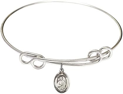 8 1/2 inch Round Double Loop Bangle Bracelet with a St. Jude Thaddeus charm.