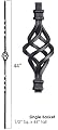 10 Pcs. 44" x 1/2" Single Basket Iron Balusters Iron Spindles Metal Stair Parts Hollow. (Satin Black)
