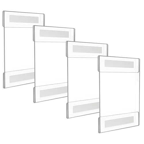 Soportes de Acrílicos Transparentes Vertical para Exhibición, Protectores de Hojas Tamaño Carta de 30,5×21cm, 4Pcs Porta Menú Acrílico Tamaño A4, con Cinta Doble Cara Sin Perforar