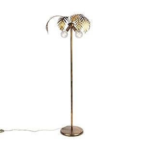 QAZQA – Retro Vintage vloerlamp goud 2-lichts – Botanica | Woonkamer | Slaapkamer | Keuken – Metaal Langwerpig – E27…