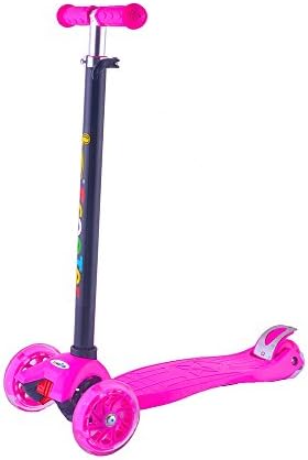 Kick Scooter with Adjustable T-bar Handle 4 Wheels Scooter (Pink)