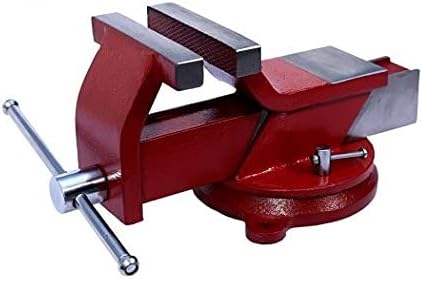 METAL POWER 100mm Steel Bench Vice with Swivel Base (Plain Red)