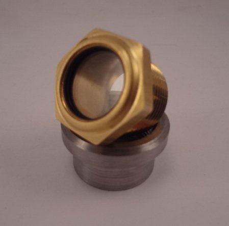 Motorcycle Brass Sight Glass Style External Fuel Gauge - 3/4" NPT Steel Bung - DIY Builders KIT - Chopper Bobber Cafe Racer Harley