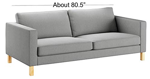 HomeTown Market The Durable Cotton Karlstad Three Seat (Not Loveseat !) Sofa Cover (Width: 205CM) Replacement is Made for IKEA Karlstad 3 Seater Slipcover (Lighter Gray Cotton)