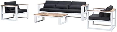 Balmoral 3 2 1 Seater Outdoor Aluminium And Teak Lounge Setting