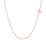 ELBLUVF Stainless Steel Rose Gold Silver Plated Jesus Sideways Cross Necklace For Women