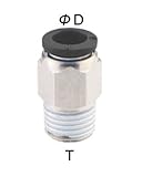 PneumaticPlus PC-1/4-N2 Push to Connect Tube Fitting, Male Straight - 1/4" Tube OD x 1/4" NPT Thread (Pack of 10)