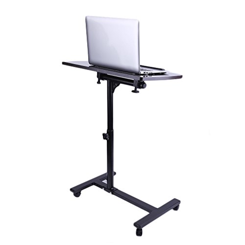 Coldecedar Overbed Bedside Table With Wheels Medical Adjustable Portable Laptop Notebook Rolling Table Cart Stand Tiltable Tabletop Desk Over Bed Tables (hospital and Home Use)
