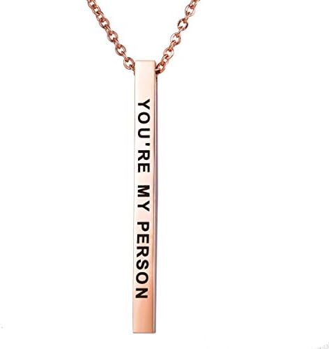 JZSTA You're My Person Gifts Long Bar Minimalist Necklace Sweet Gifts for Girlfriend Boyfriend Best Friend Birthday Gift