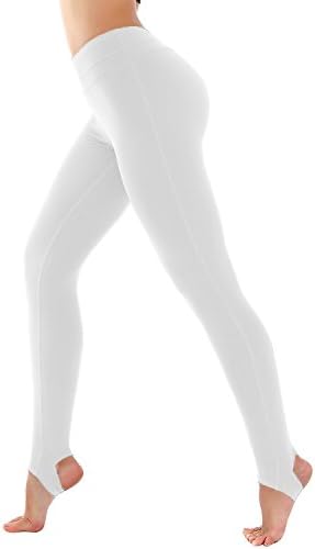 Deriving heliconia Women's High Waist Stirrup Yoga Running Gym Pants Leggings (Large, White)