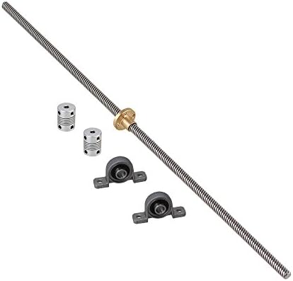 CNBTR 400mm Length 8mm Dia Horizontal 8mm Lead Screw Nut Pillow Block Bearings &amp; Flexible Shaft Coupling Set of 5