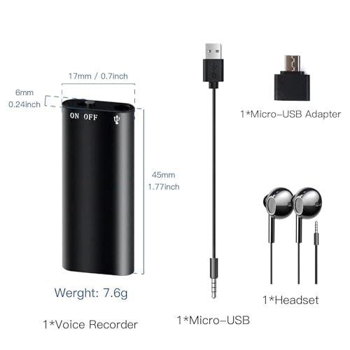 Voice Recorder, Voice Activated Recorder, 20 Hours Continuous Recording, 1000 Hours Recording Memory, HD Sound Quality, for Meetings Lectures Interviews Classes Concert (16GB)