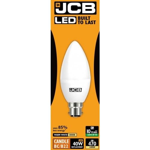 JCB 3w = 25w / 6w = 40w LED Opal Candles - 3000k - Warm White (6w = 40w, Bayonet Cap (BC))