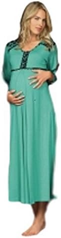 Womens Maternity &amp; Nursing 2 In 1 Nightgown for Breastfeeding /Lactating Mothers (Large, Green)