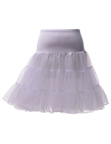 Remedios Women's 50s Petticoat Vintage Rockabilly Tutu Crinoline Underskirts 26" Length,White,L-XL