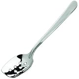 Winco SPS-P8, 8-Inch Perforated Slanted Plating Spoon, Stainless Steel Utility Specialty Spoon, Slotted Serving Spoon