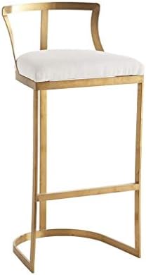 DQMS Bar Stool - High Stool, Backrest High Chair, Wrought Iron Bar Stool, Size: 65/75cm (Gold/Silver) (Color : Gold, Size : 65cm)