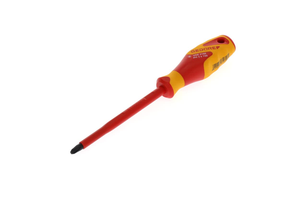 GEDORE VDE Screwdriver Phillips PH3, Screwdriver 1000 V insulated, Length 270 mm, Tool, VDE 2160 PH 3, Steel
