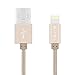 aLLreLi 6.6ft Lightning Sync & Charge USB Cable with Nylon Braided, Design with iOS 9 for iPhone 6S, 6, 6 Plus, 5S, 5C, 5, iPad 4, iPad Air 2, Mini 3, iPod 5th - Gold