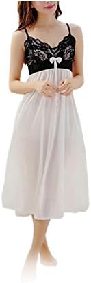 Lolidolls QM2016 Women's Elegance Lace Trim Nightgown Strap Sleepwear Slip L White