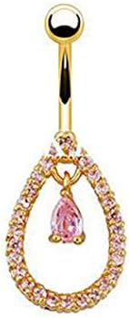 Y&M Fashion Stainless Steel Zircon Drops of Water Navel Belly Button Ring
